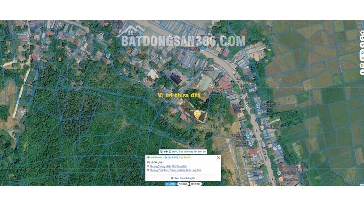Bán đất ngõ 368 An Dương Vương, TP Hòa Bình (nay là tỉnh Phú Thọ), diện tích 854.2m2, miễn TG